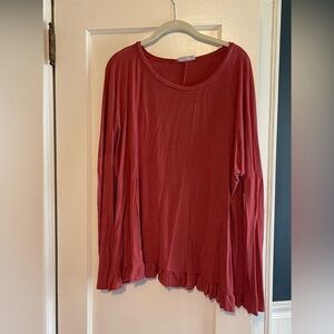 Women's Red Long Sleeve Top